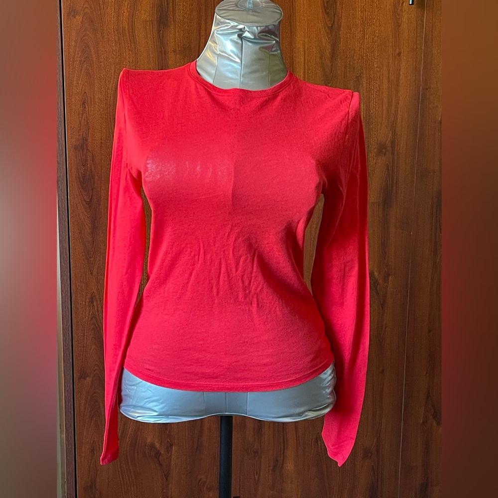 NWOT J. Crew Red Tissue Crepe Fitted T-Shirt